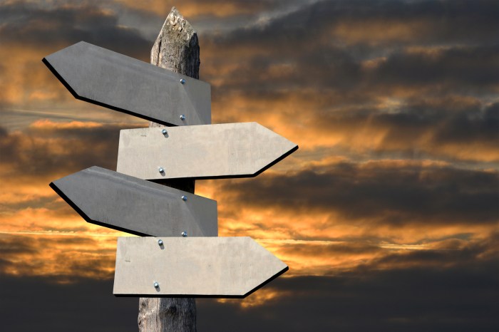 Wooden signpost - crossroads