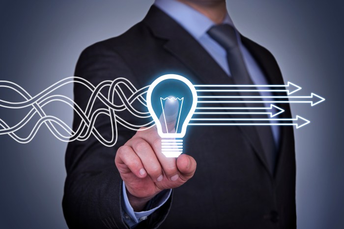 Innovative idea solution concept on touch screen